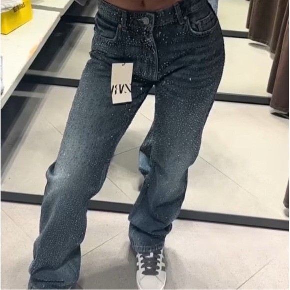 Zara Denim - ZARA ZW COLLECTION RHINESTONE HIGH WAIST BOOTCUT BLOGGERS FAVORITE JEANS